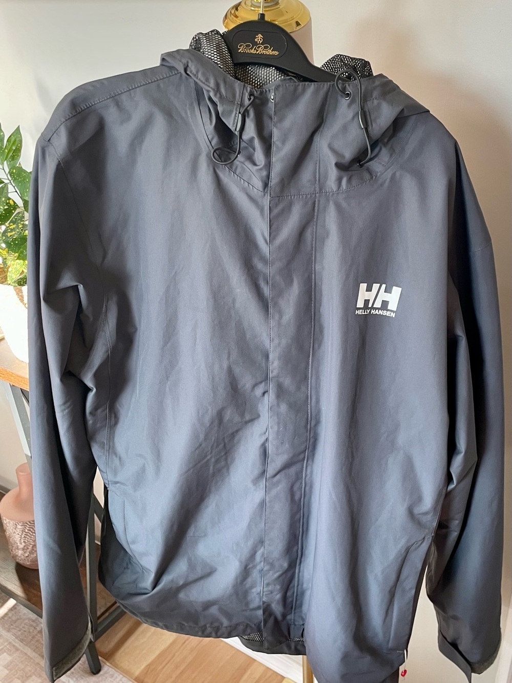 Helly Hansen Men's Charcoal Hooded Rain Shell Jacket: